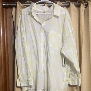 Nordstrom Casual White and Yellow Button Down Shirt